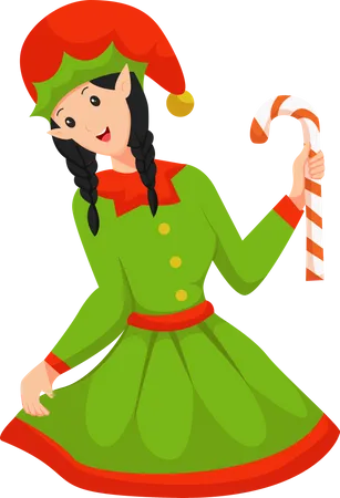 Girl with christmas candy  Illustration