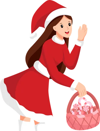 Girl with Christmas Costume  Illustration