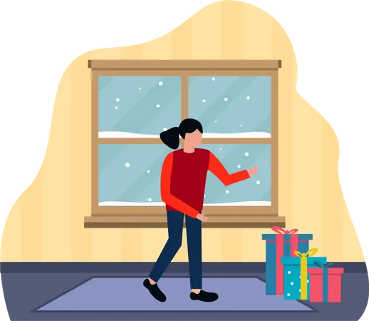 Girl with Christmas gifts  Illustration
