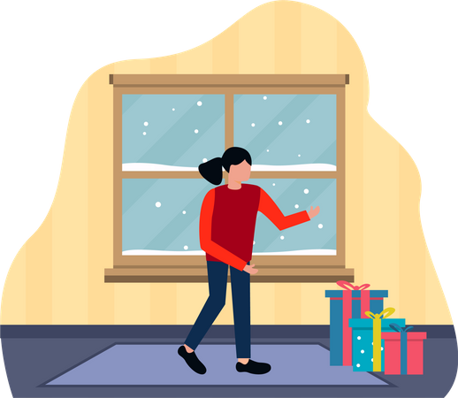 Girl with Christmas gifts  Illustration