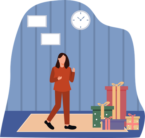 Girl with Christmas gifts  Illustration