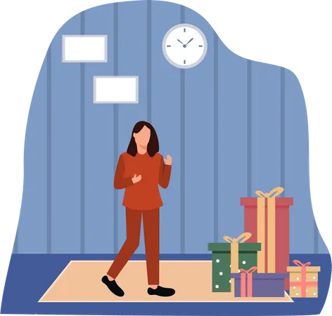 Girl with Christmas gifts  Illustration