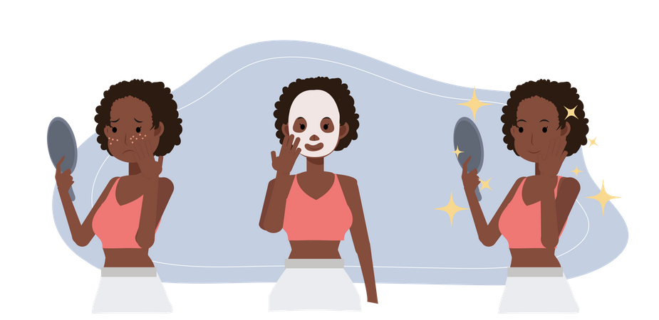 Girl with clay facial masks Illustration