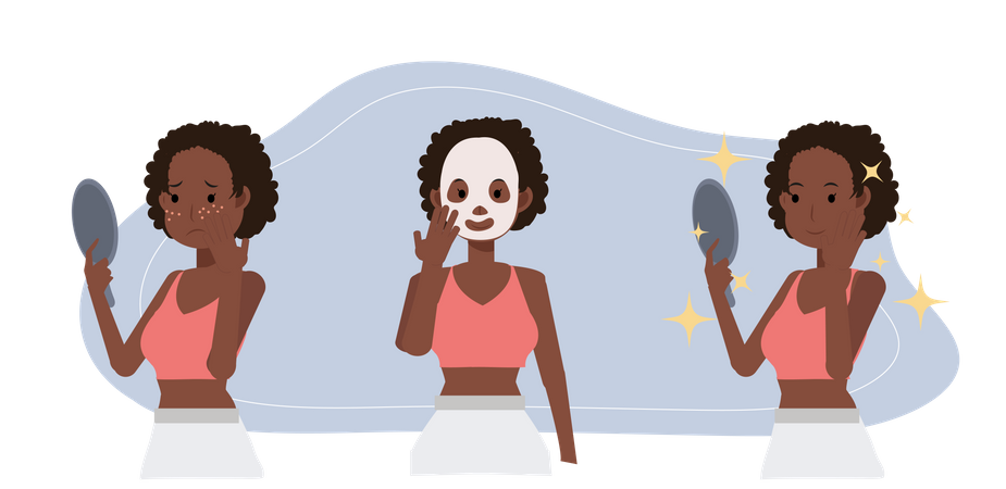 Girl with clay facial masks  Illustration