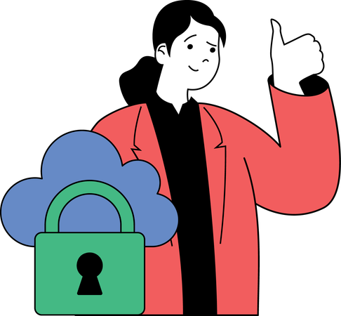 Girl with cloud security  Illustration