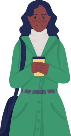 Girl with coffee cup  Illustration