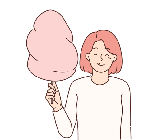 Girl with cotton candy  Illustration