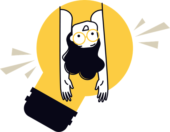 Girl with Creative Idea  Illustration