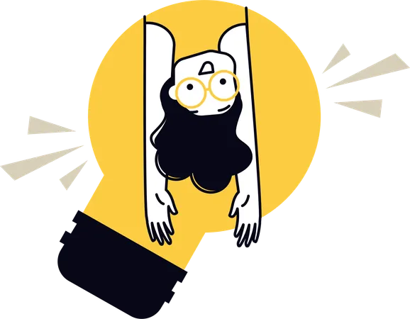 Girl with Creative Idea  Illustration