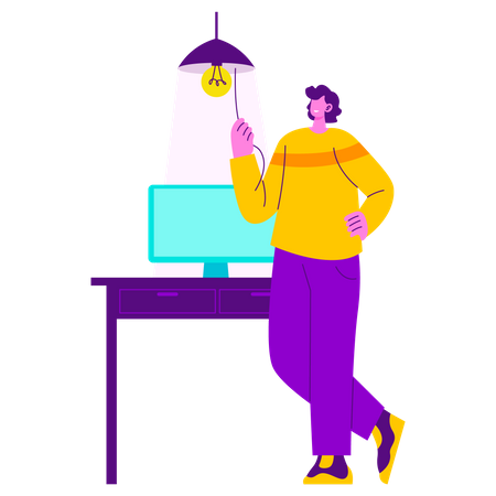 Girl with Creative ideas  イラスト
