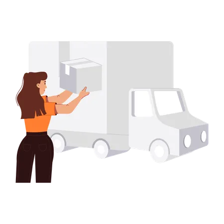 Girl with delivery track  Illustration