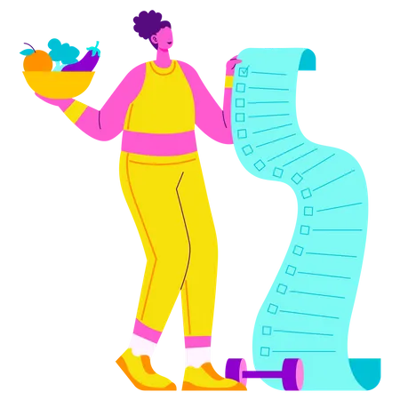 Girl with Diet plan  Illustration