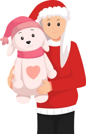Christmas Girl With Doll Character Design Illustration Illustration