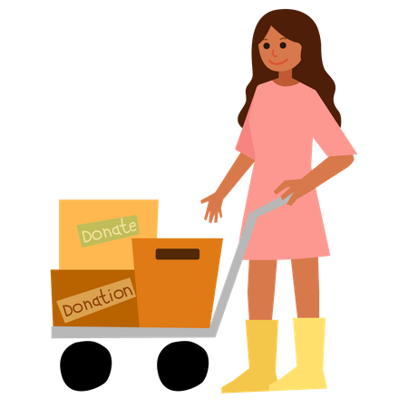 Girl with Donation boxes  Illustration