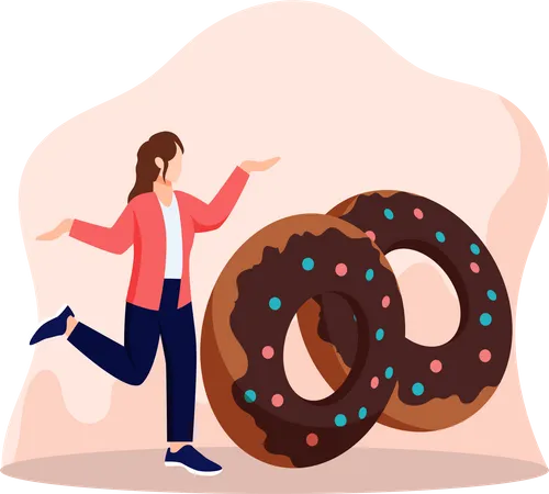 Girl with donut  Illustration