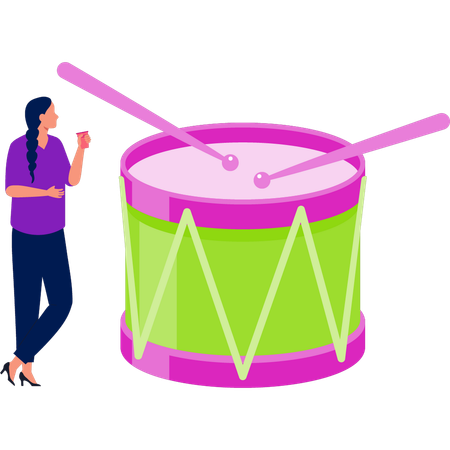 Girl with drum sticks  Illustration