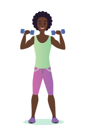 Girl with dumbell  Illustration