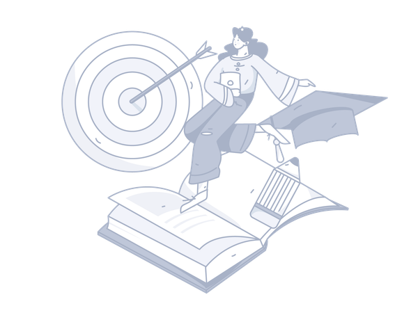 Girl with Education target  Illustration