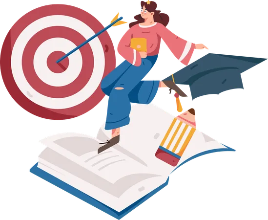 Girl with Education target  Illustration