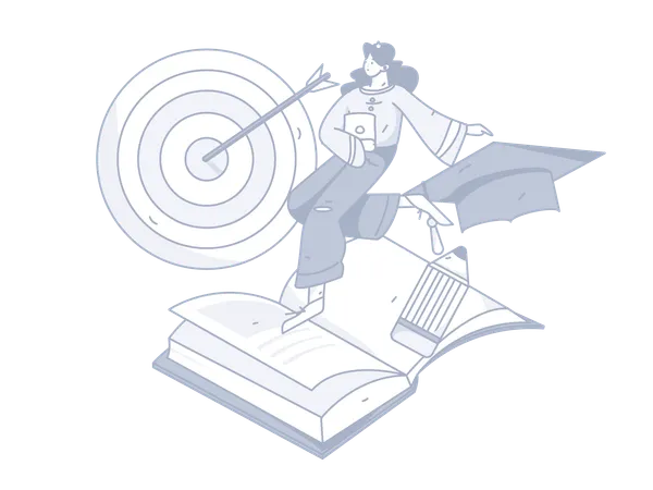 Girl with Education target  Illustration