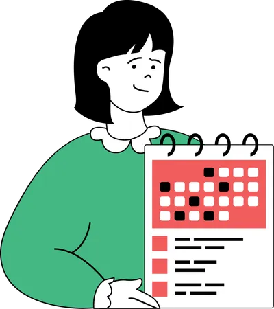Girl with education time table  イラスト
