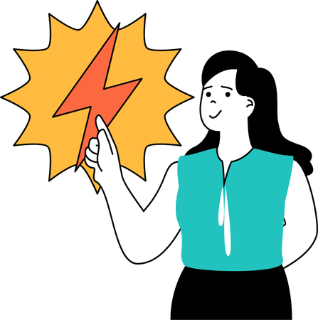 Girl with electric power  Illustration