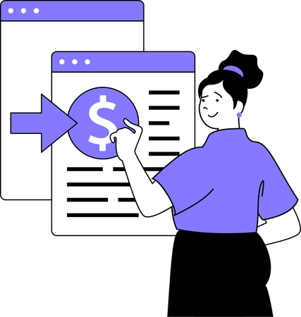Girl with Finance report  Illustration