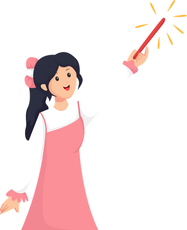 Girl with Firework  Illustration