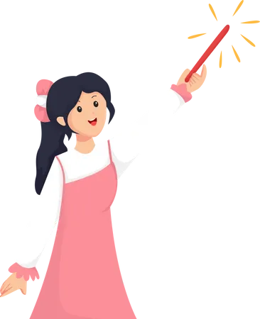 Girl with Firework  Illustration