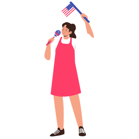 Girl with Flag and Maracas  Illustration