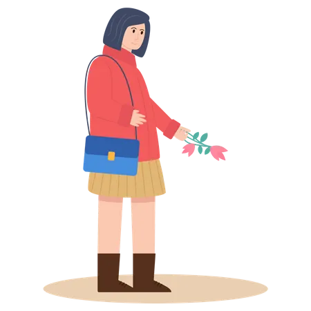 Girl With Flower  Illustration