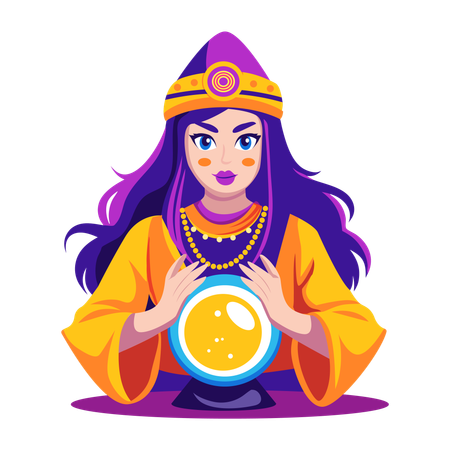 Girl with fortune ball  Illustration