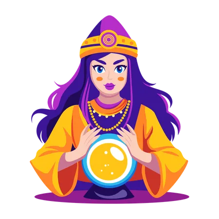 Girl with fortune ball  Illustration