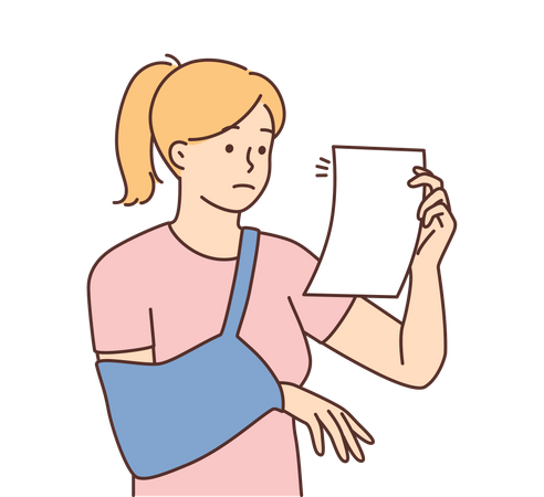 Girl with fractured hand  Illustration