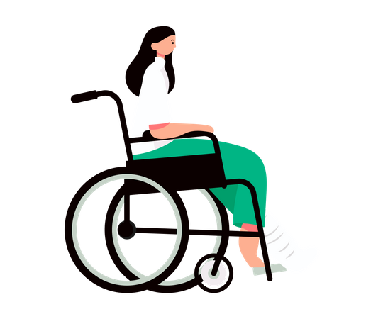 Girl with fractured leg sitting in wheelchair  Illustration