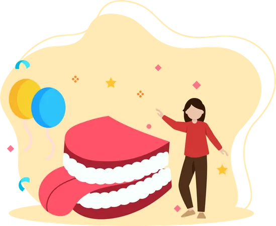 Girl with funny tooth braces  Illustration