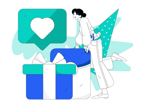 Girl with gift box  Illustration