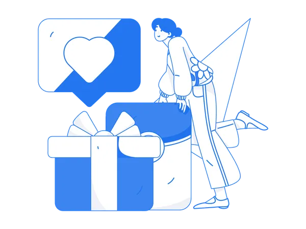 Girl with gift box  Illustration