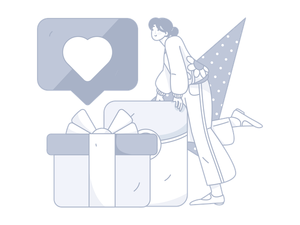 Girl with gift box  Illustration