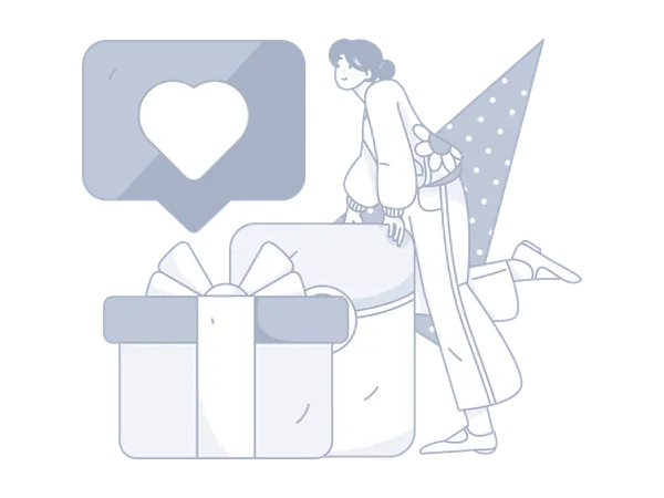 Girl with gift box  Illustration