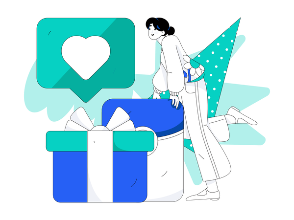 Girl with gift box  Illustration