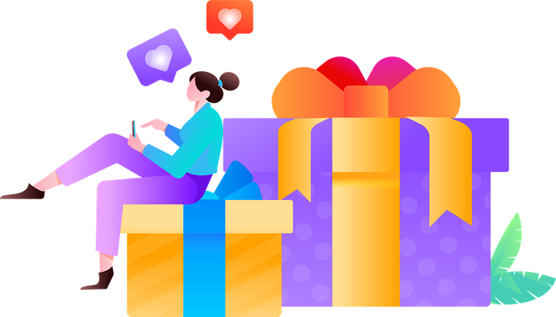 Girl with gift box  Illustration