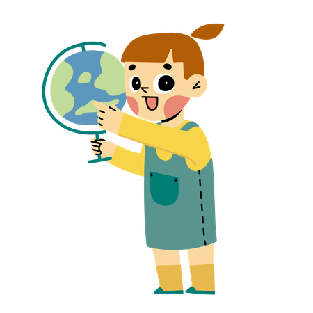 Girl with globe  Illustration