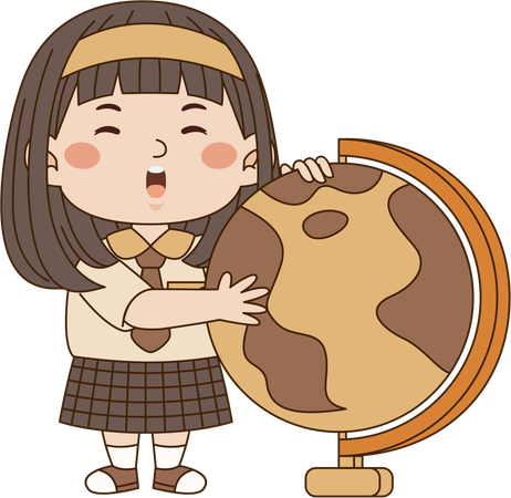 Girl with globe  Illustration