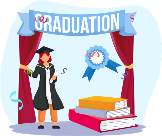 Girl with graduation degree Illustration