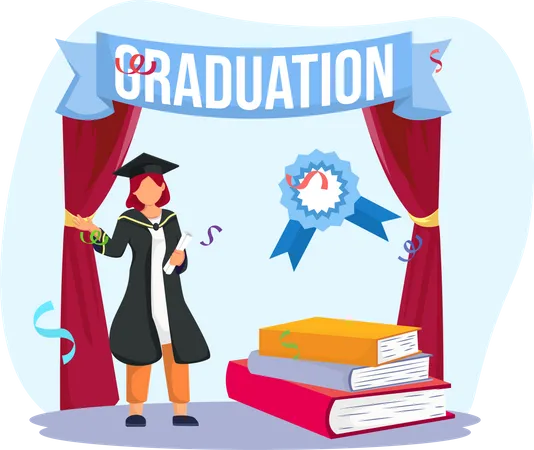 Girl with graduation degree Illustration