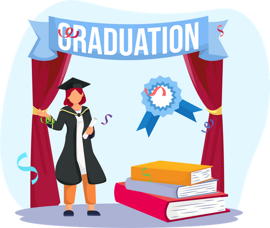 Girl with graduation degree  Illustration