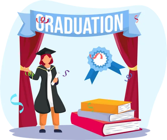 Girl with graduation degree  Illustration