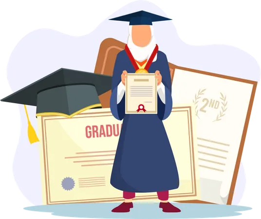 Girl with graduation degree  Illustration