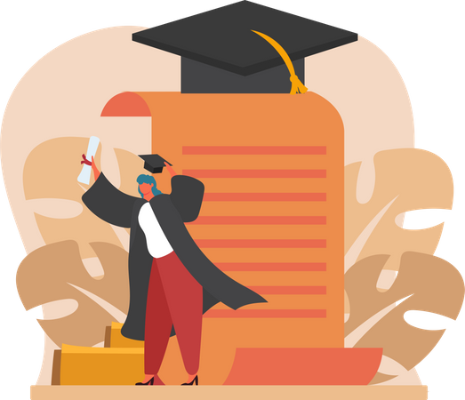 Girl with graduation degree  Illustration